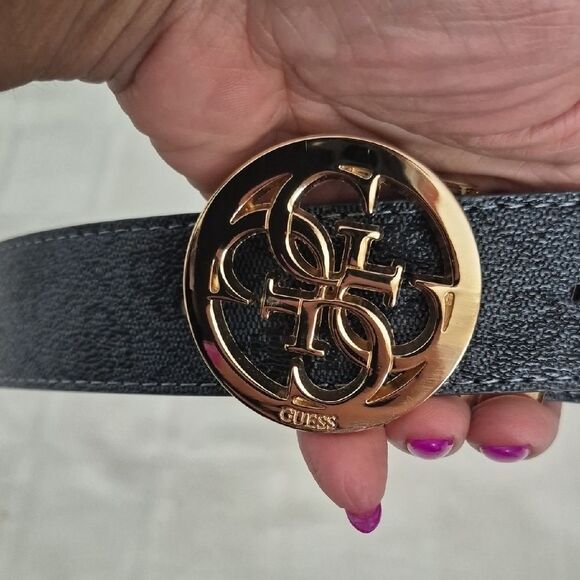 Guess Black Belt with Gold Logo Buckle - Picture 15 of 16